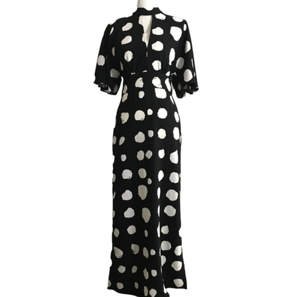 Truth & Fable Keyhole Black/White Maxi Dress. Sz XS